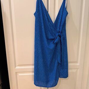 Blue and White Polka Dot Wrap Dress